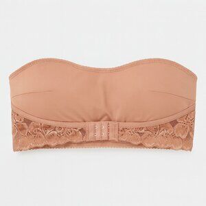 Strapless Bandeau Bra Removable Pads Blush Hook Back Women’s Medium Nude